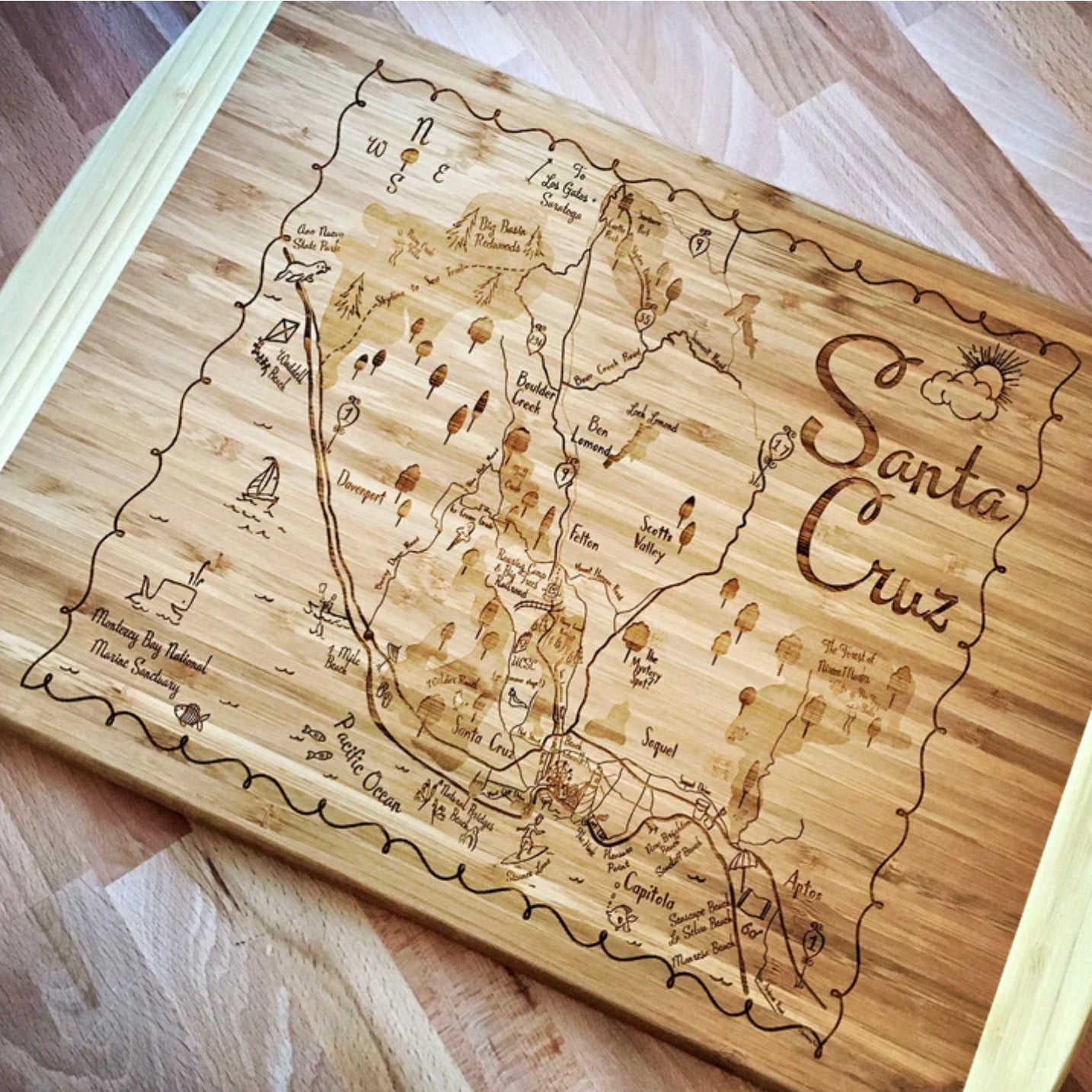 Bamboo Cutting Board Santa Cruz - Zinnias Gift Boutique