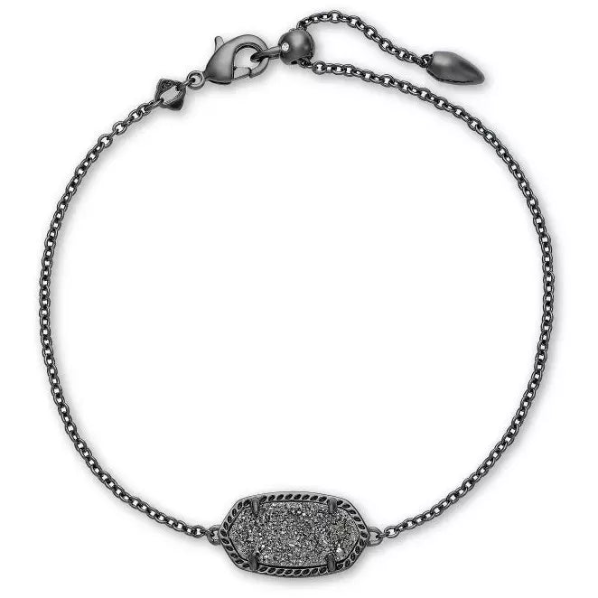 Elaina Gunmetal Single Slide Bracelet in Platinum Drusy - Zinnias Gift Boutique