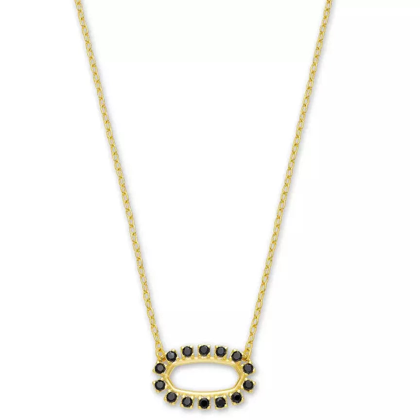 Elisa Gold Open Frame Pendant Necklace in Black Spinel - Zinnias Gift Boutique