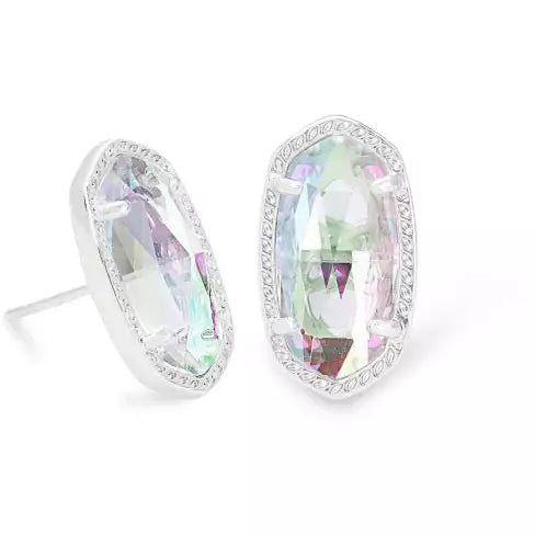 Ellie Silver Stud Earrings in Dichroic Glass - Zinnias Gift Boutique