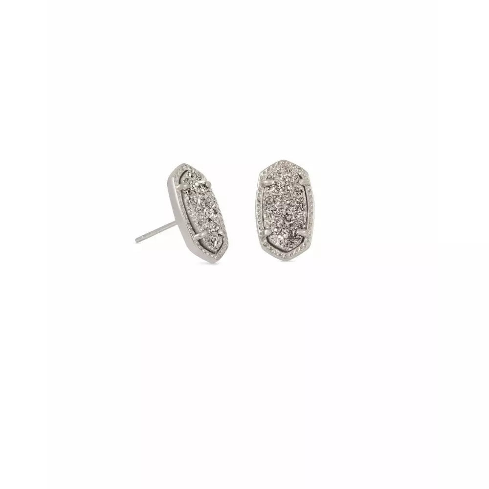 Ellie Silver Stud Earrings in Platinum Drusy - Zinnias Gift Boutique