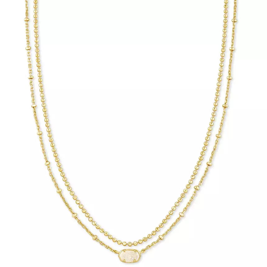 Emilie Gold Multi Strand Necklace in Iridescent Drusy - Zinnias Gift Boutique