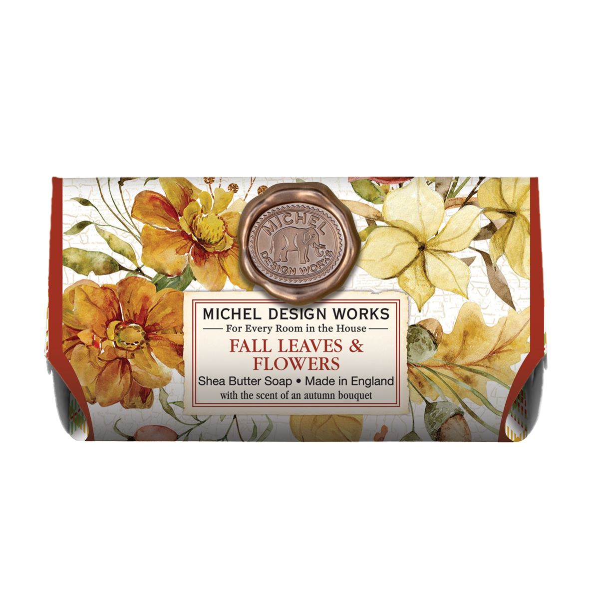 Fall Leaves &amp; Flowers Large Bath Soap Bar - Zinnias Gift Boutique