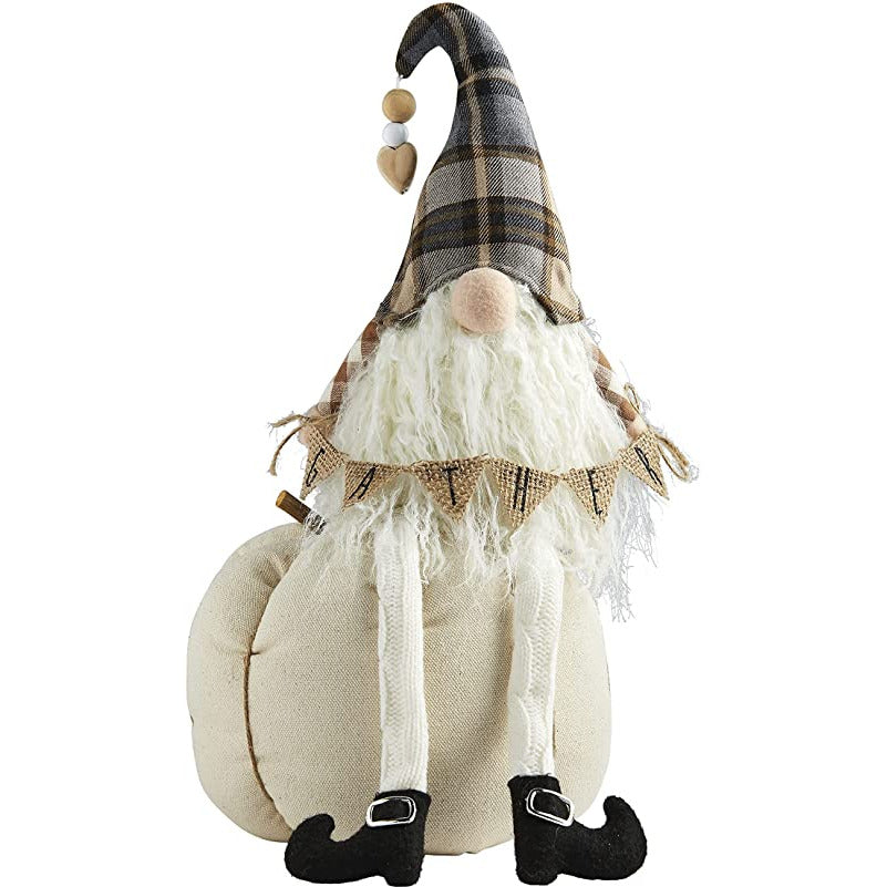 LG Pumpkin Dangle Leg Gnome - Zinnias Gift Boutique