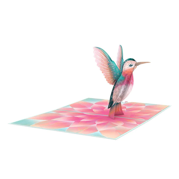Lovely Hummingbird Cut Paper Card - Zinnias Gift Boutique