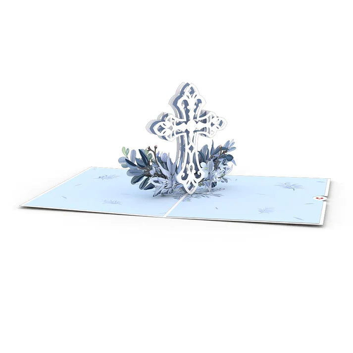 Blue Cross cut paper card - Zinnias Gift Boutique