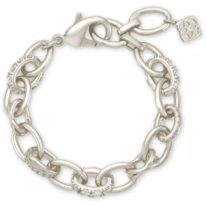 Livy Silver Chain Bracelet in White Crystal - Zinnias Gift Boutique