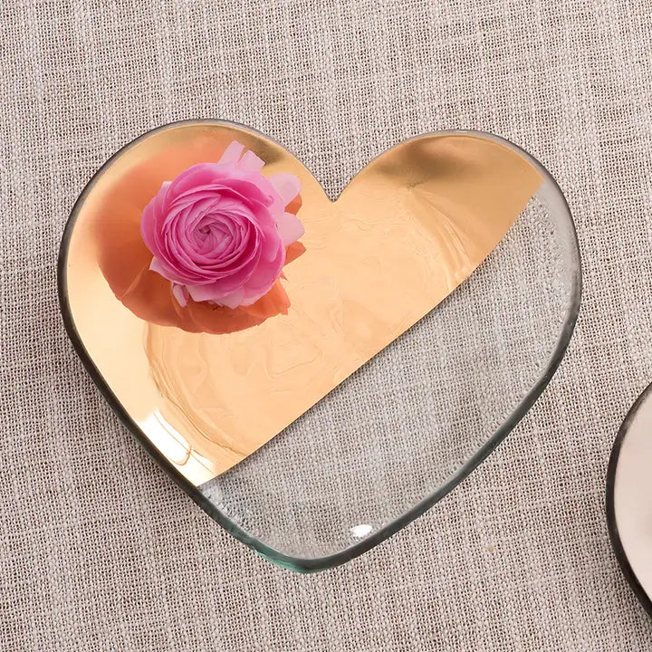 7&quot; Mod Heart Plate Gold - Zinnias Gift Boutique