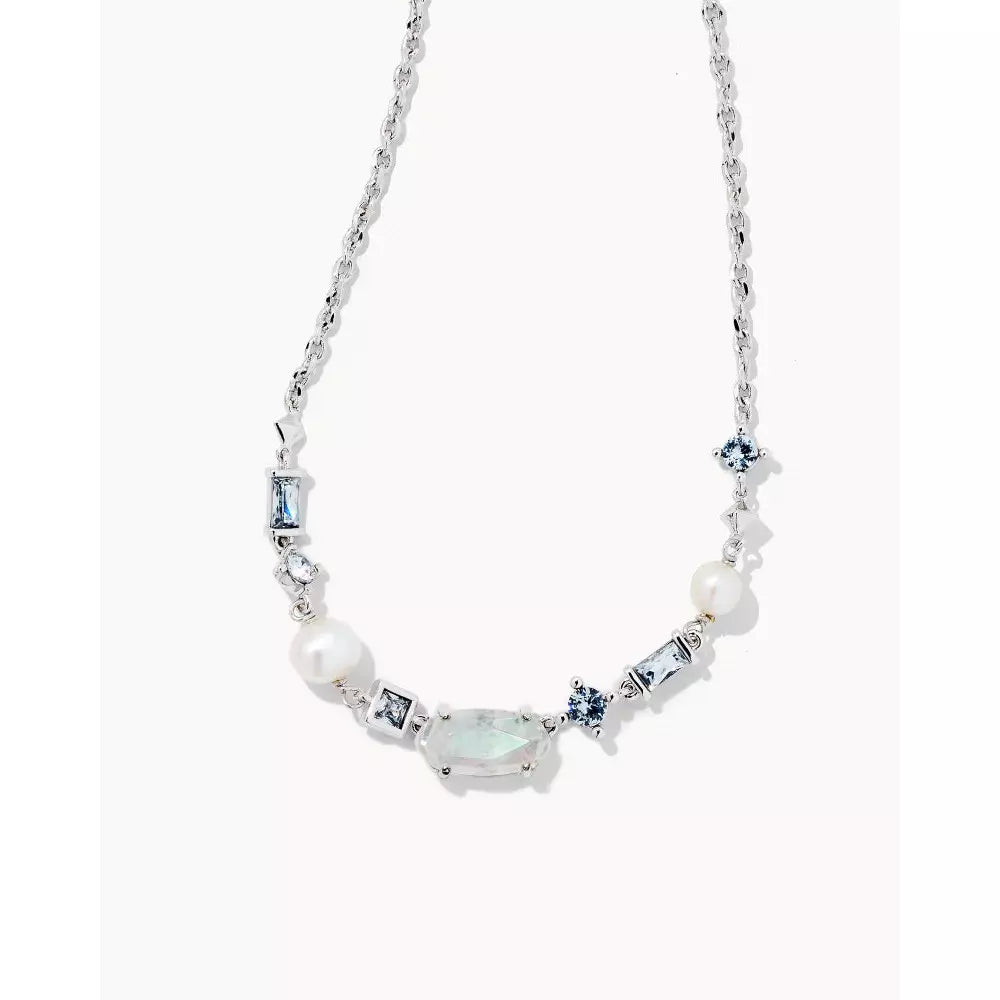 Madelyn Silver Strand Necklace in White Mix - Zinnias Gift Boutique