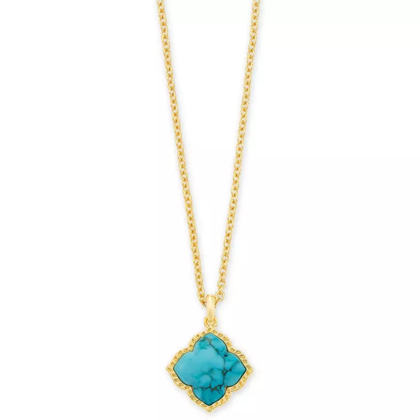 Mallory Gold Pendant Necklace in Variegated Turquoise Magnesite - Zinnias Gift Boutique