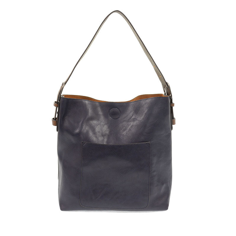 Midnight Blue Hobo Coffee Handle Silver Buckle Handbag - Zinnias Gift Boutique