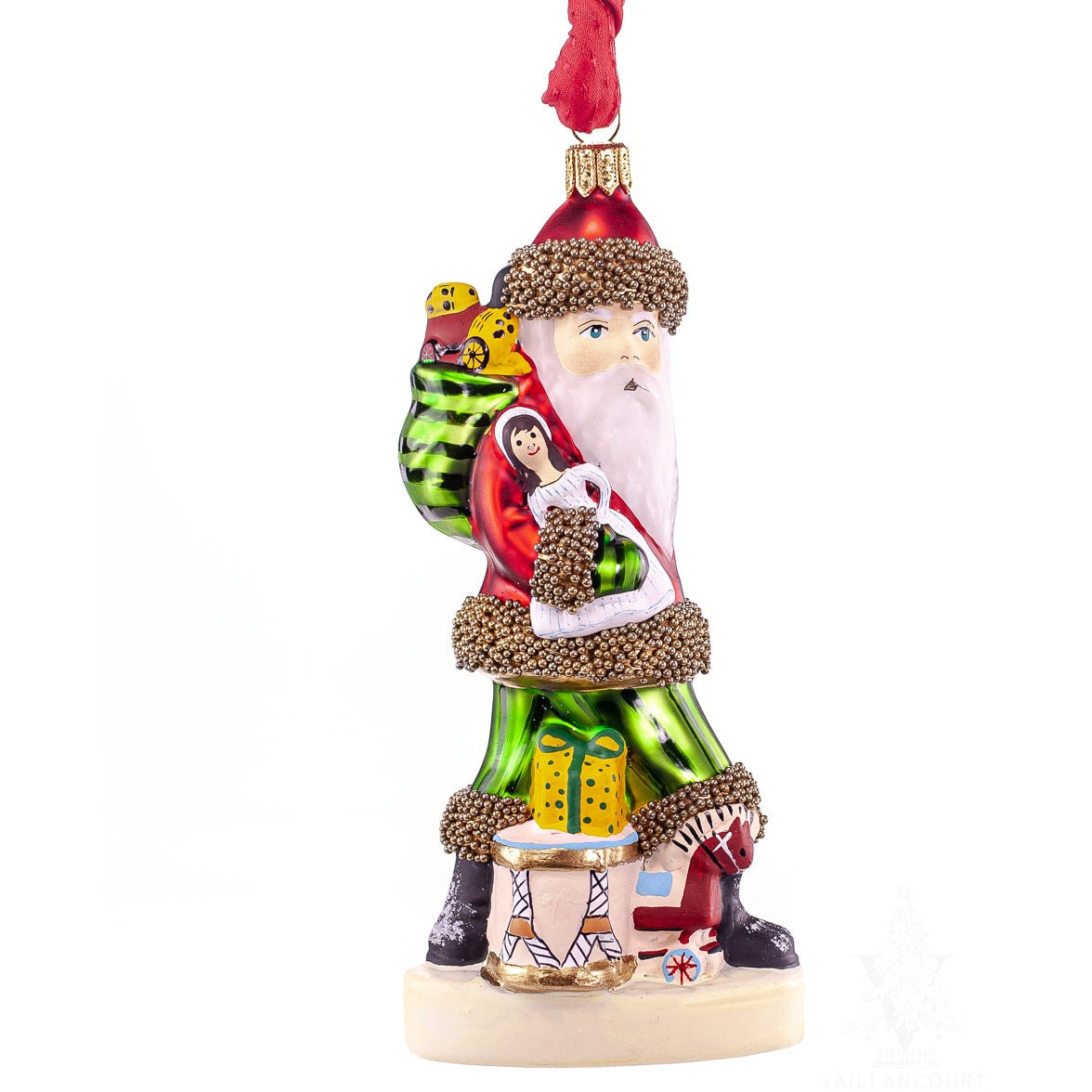 Glimmer Santa with Toys and Ark Ornament - Zinnias Gift Boutique