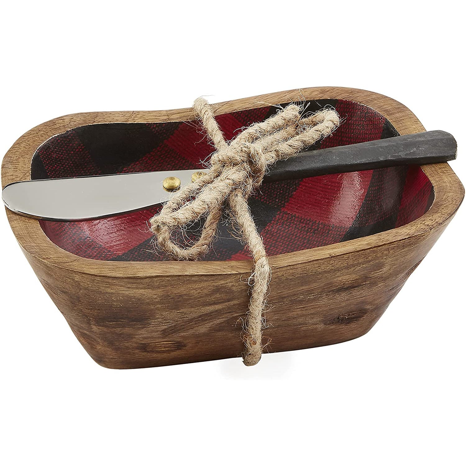 Red Check Enamel Dip Bowl - Zinnias Gift Boutique