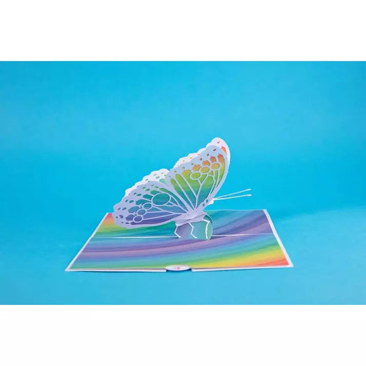 Rainbow butterfly cut paper card - Zinnias Gift Boutique