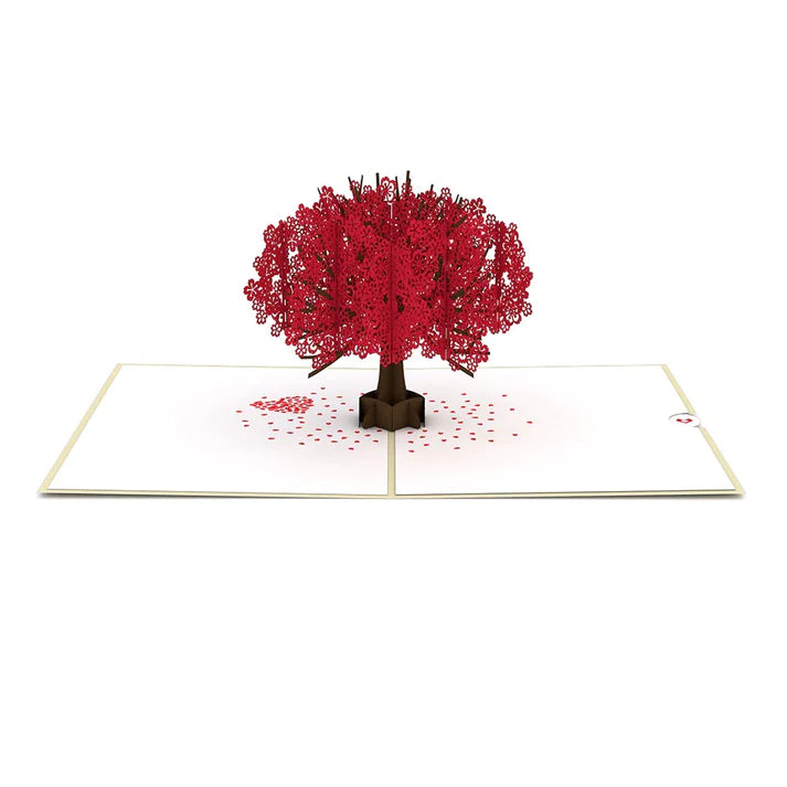 Red Sakura Tree Cut Paper Card - Zinnias Gift Boutique