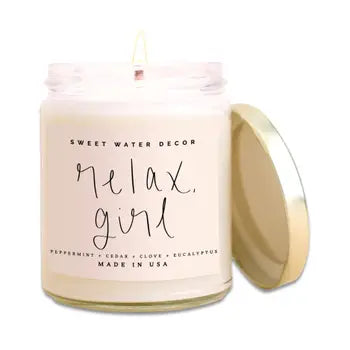 Relaxation Soy Candle | White Jar Candle - Zinnias Gift Boutique