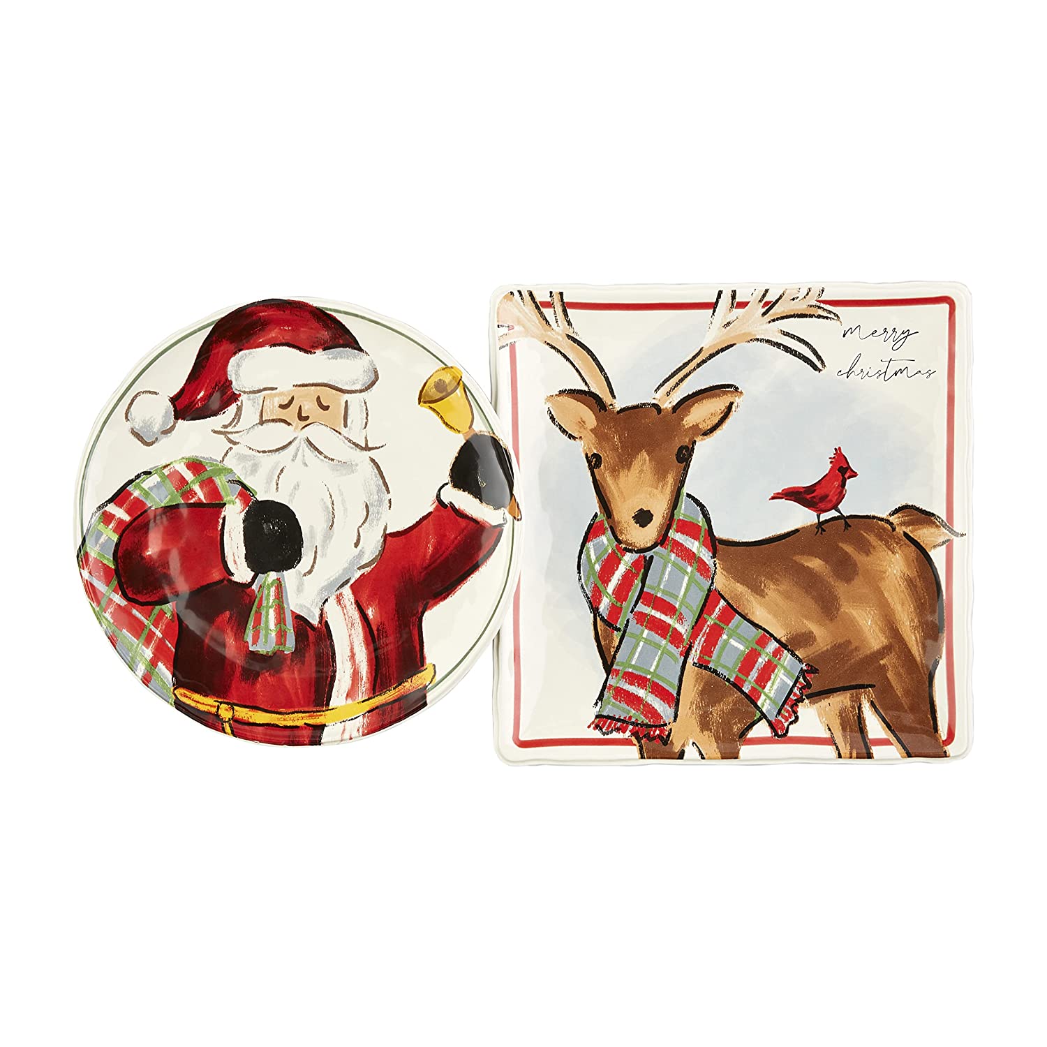 Santa & Deer Platter Set - Zinnias Gift Boutique