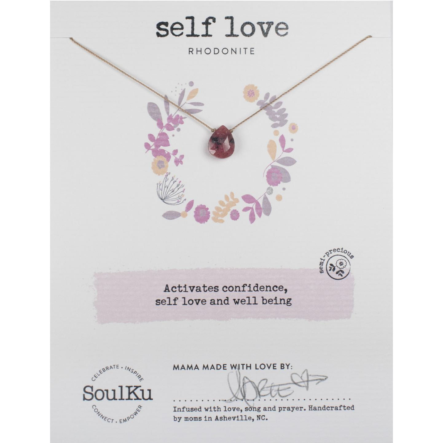 SoulKu - Rhodonite Gemstone Necklace - Zinnias Gift Boutique