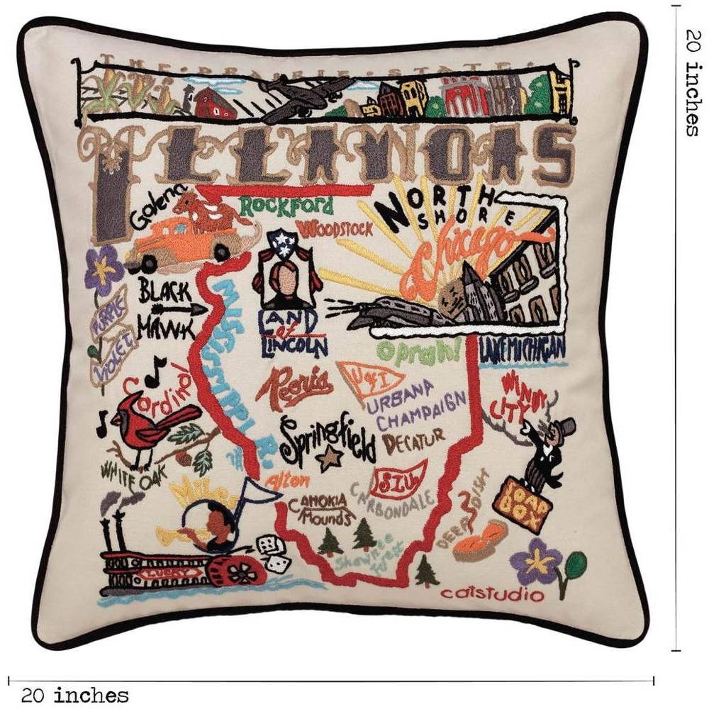 Illinois Pillow - Zinnias Gift Boutique