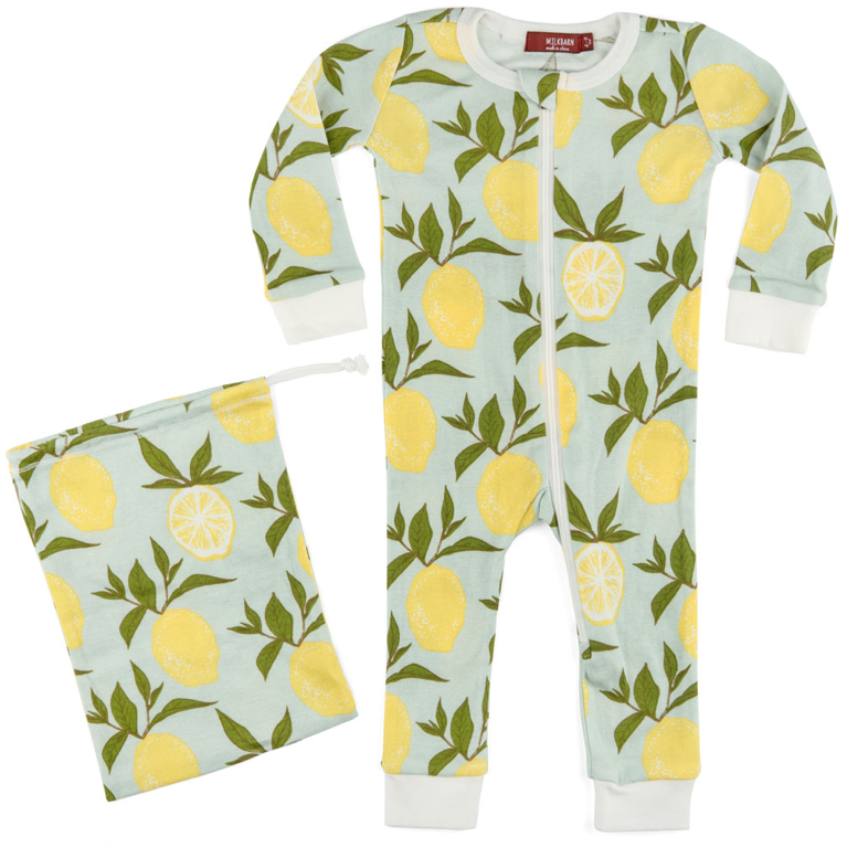 Lemon Organic Zipper Pajama - Zinnias Gift Boutique