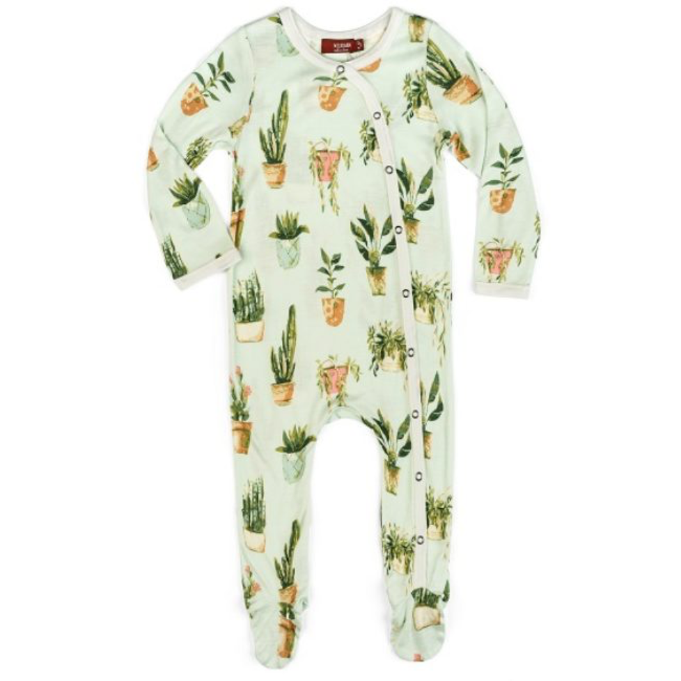 Bamboo Footed Romper - Cactus - Zinnias Gift Boutique