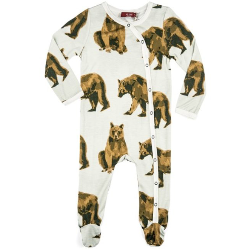 Bamboo Footed Romper - Bears - Zinnias Gift Boutique