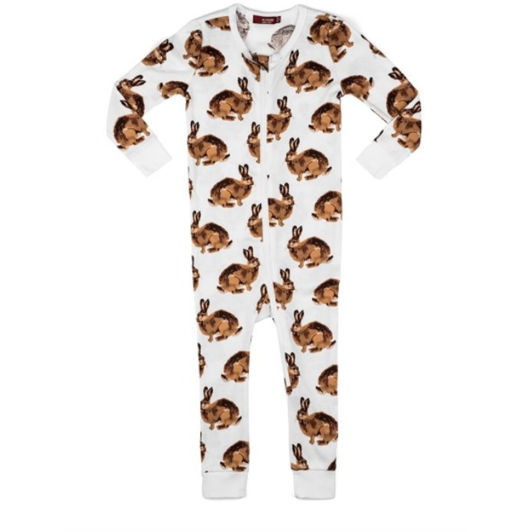 Organic Zipper Pajama - Bunnies - Zinnias Gift Boutique