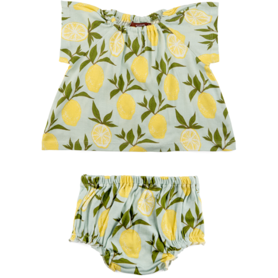 Organic Dress and Bloomer - Lemons - Zinnias Gift Boutique