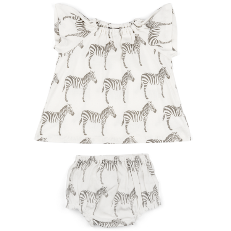 Organic Dress and Bloomers - Zebra - Zinnias Gift Boutique