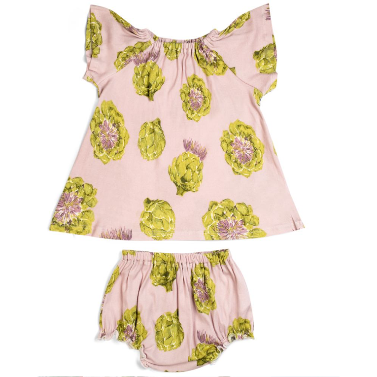 Organic Artichoke Dress and Bloomer Set - Zinnias Gift Boutique