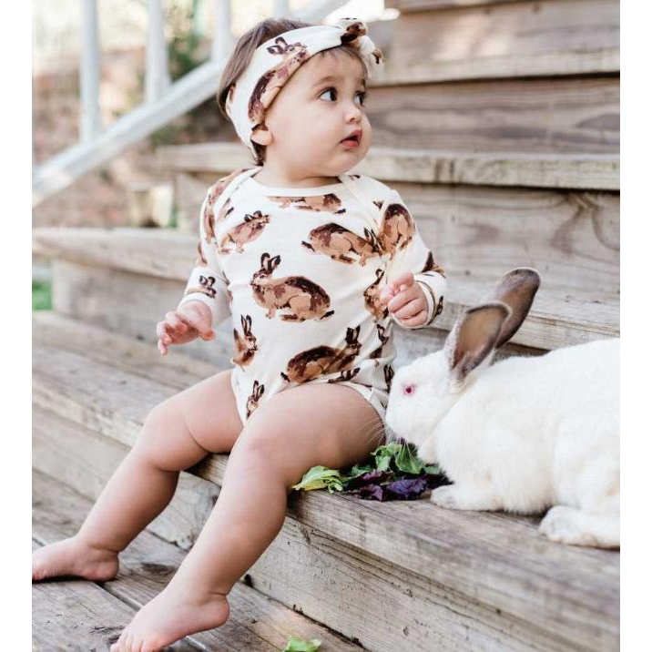 Long Sleeve Bamboo One Piece - Floral Bicycles - Zinnias Gift Boutique