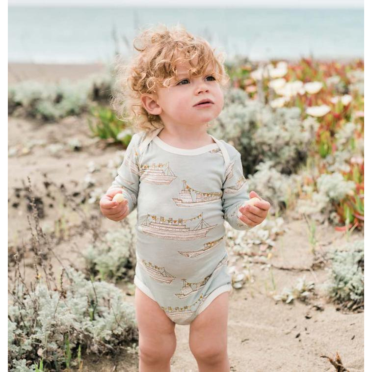 Long Sleeve Bamboo One Piece - Floral Bicycles - Zinnias Gift Boutique