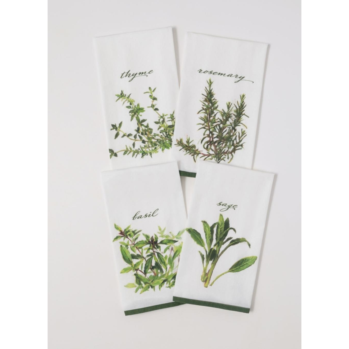 Herb Tea Towels Set of 4 - Zinnias Gift Boutique