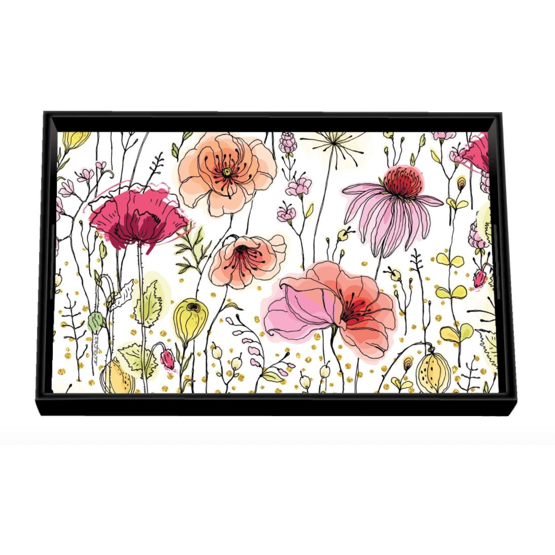 Posies Wooden Tray - Zinnias Gift Boutique