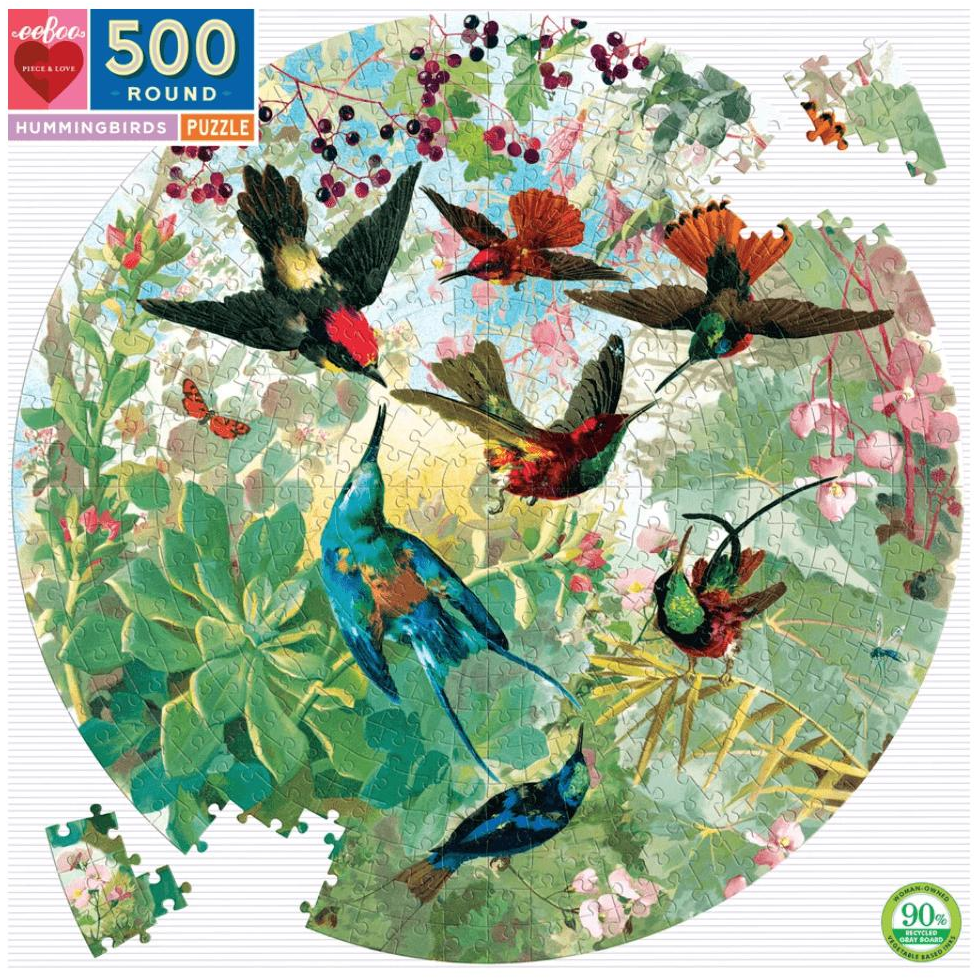 Hummingbird Round Puzzle - Zinnias Gift Boutique