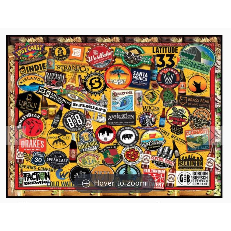 California Craft Beer 1000 Piece Jigsaw Puzzle - Zinnias Gift Boutique