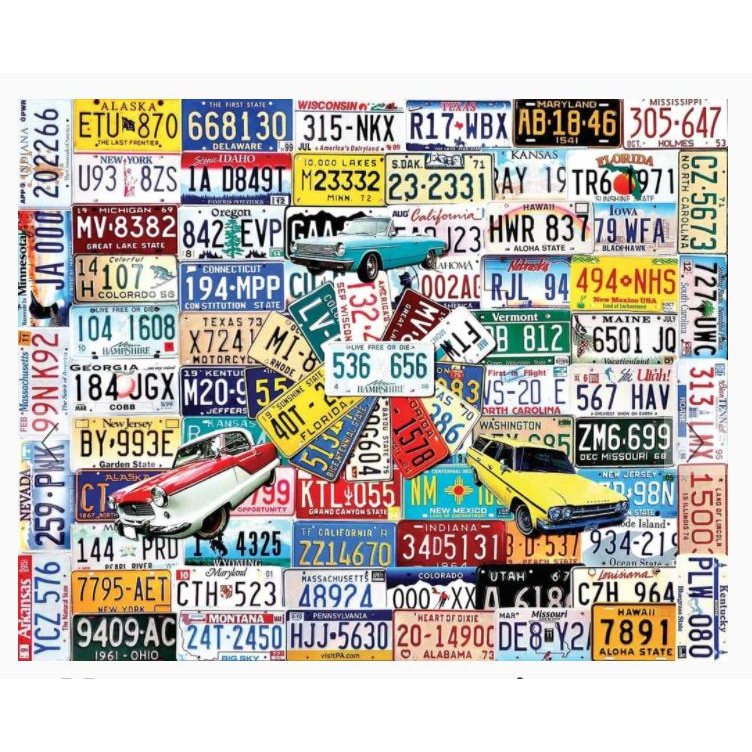 License Plates 1000 Piece Jigsaw Puzzle - Zinnias Gift Boutique