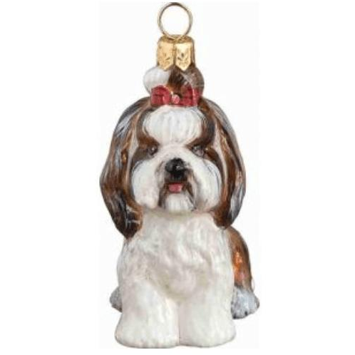 Shih Tzu Sitting with Top Knot Brown and White - Zinnias Gift Boutique