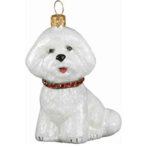 Bichon Frise With Red &amp; Green Collar - Zinnias Gift Boutique