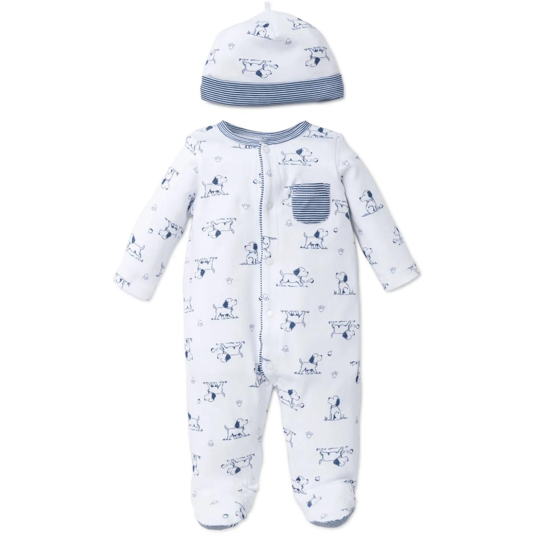 Puppy Toile Footed One Piece - Zinnias Gift Boutique