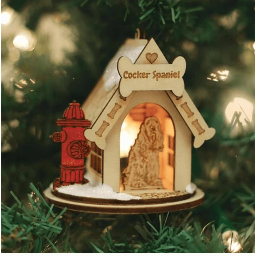 Cocker Spaniel Cottage House Ornament USA Made - Zinnias Gift Boutique