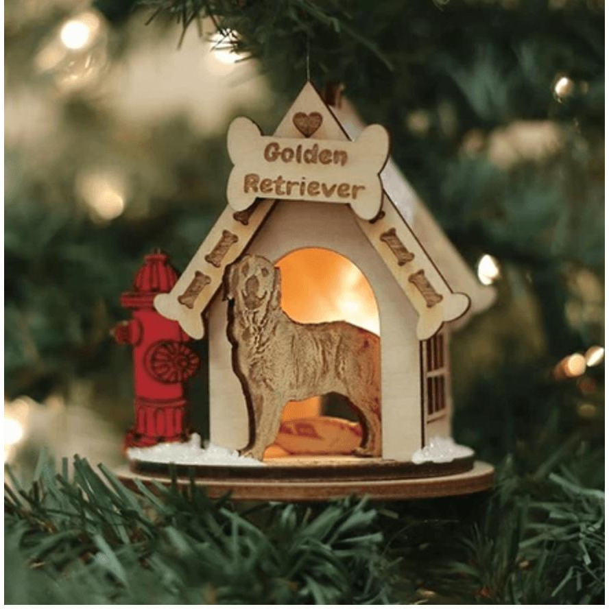 Golden Retriever Cottage Ornament Made in USA - Zinnias Gift Boutique