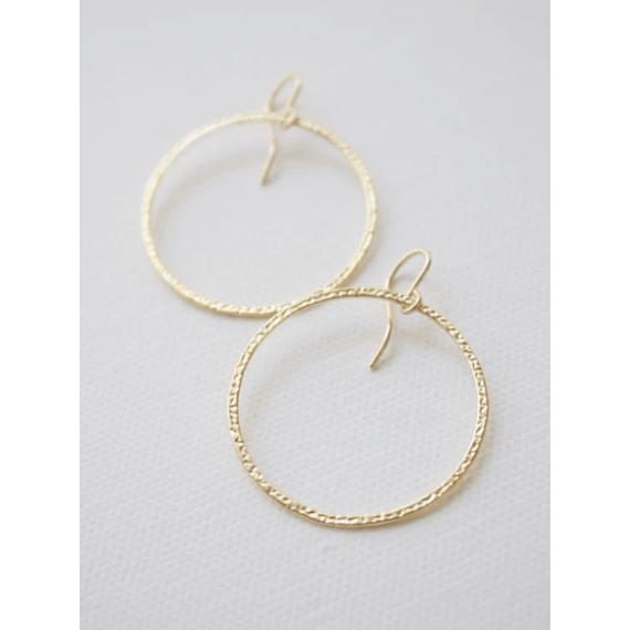 Gold Hammered Hoops - Zinnias Gift Boutique