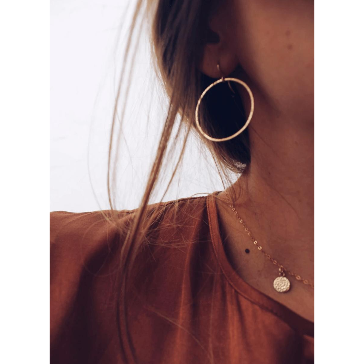 Gold Hammered Hoops - Zinnias Gift Boutique