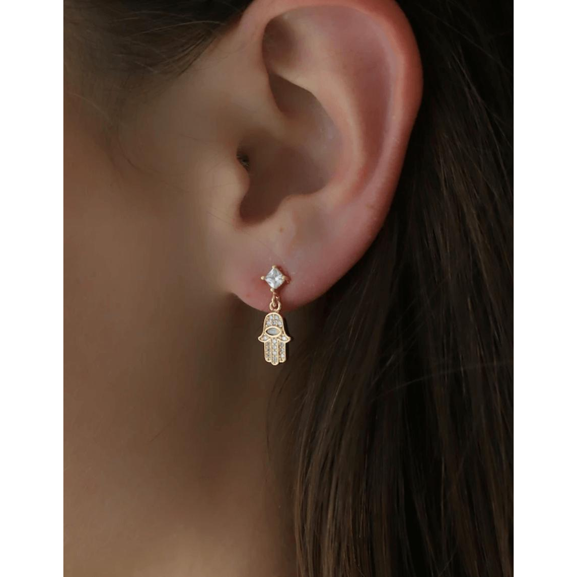 Opal Hamsa Hand Drop Earrings - Zinnias Gift Boutique