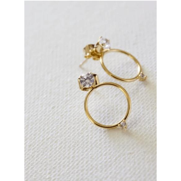 Mini gold plate hoop - Zinnias Gift Boutique