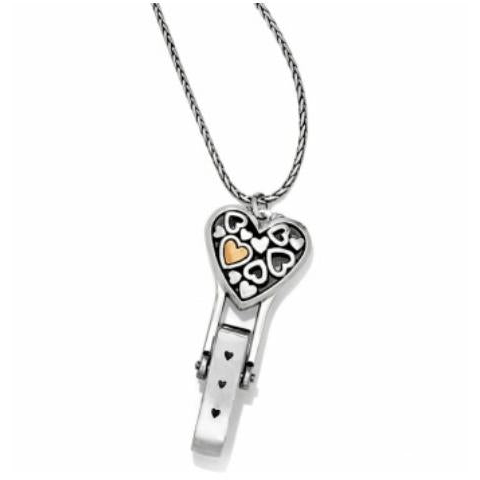 Floating Heart Badge Clip Necklace - Zinnias Gift Boutique