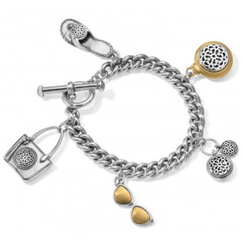Ferrara Two Tone Toggle Charm Bracelet - Zinnias Gift Boutique