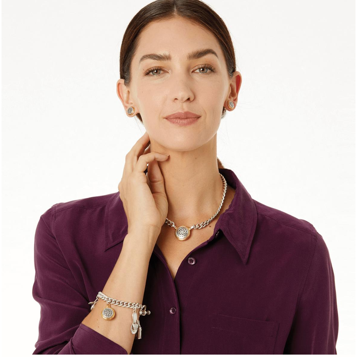 Ferrara Two Tone Toggle Charm Bracelet - Zinnias Gift Boutique