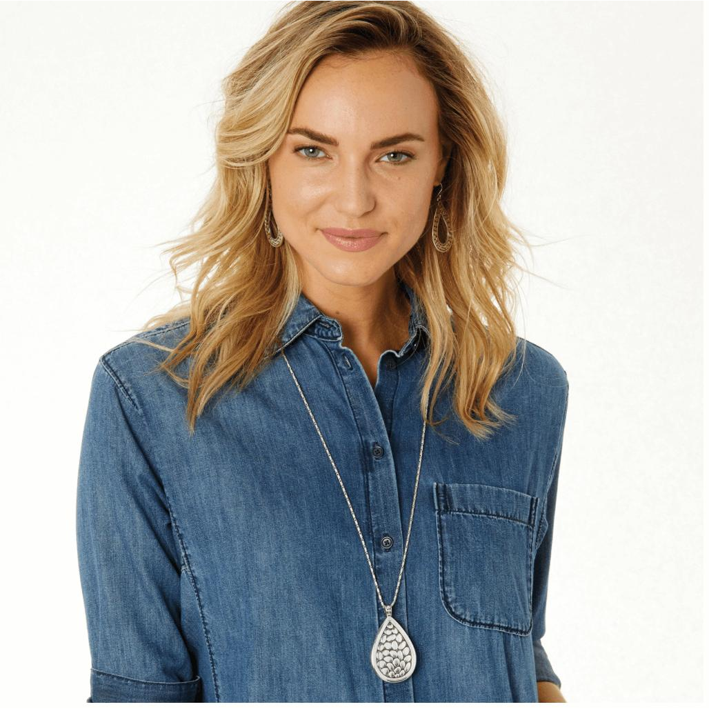 Pebble Teardrop Convertible Reversible Necklace - Zinnias Gift Boutique